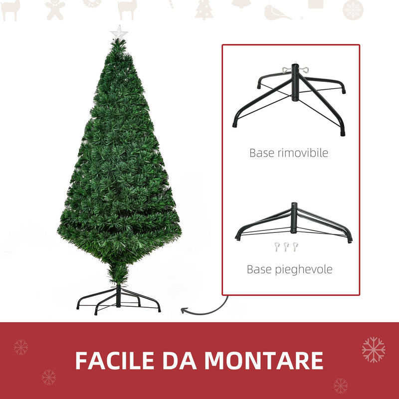 Albero di Natale Artificiale 150 cm Foltissimo in Fibra Ottica con Supporto 