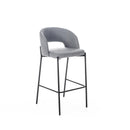 Set 2 Sgabelli 50x52xH89 cm in Tessuto Greta Grigio Chiaro e Nero