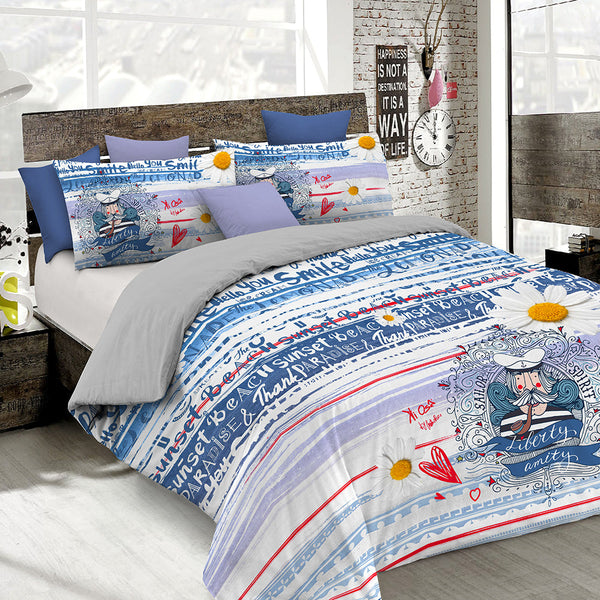 acquista Housse de couette double avec impression sur le sac et taies d'oreiller Kio653