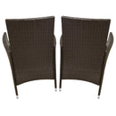 Set Tavolino e 2 Sedie da Giardino Set Bistrò in Rattan Vimini e Vetro Marrone 