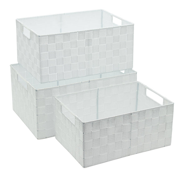 sconto Ensemble de 3 paniers de rangement en polypropylène blanc avec poignées