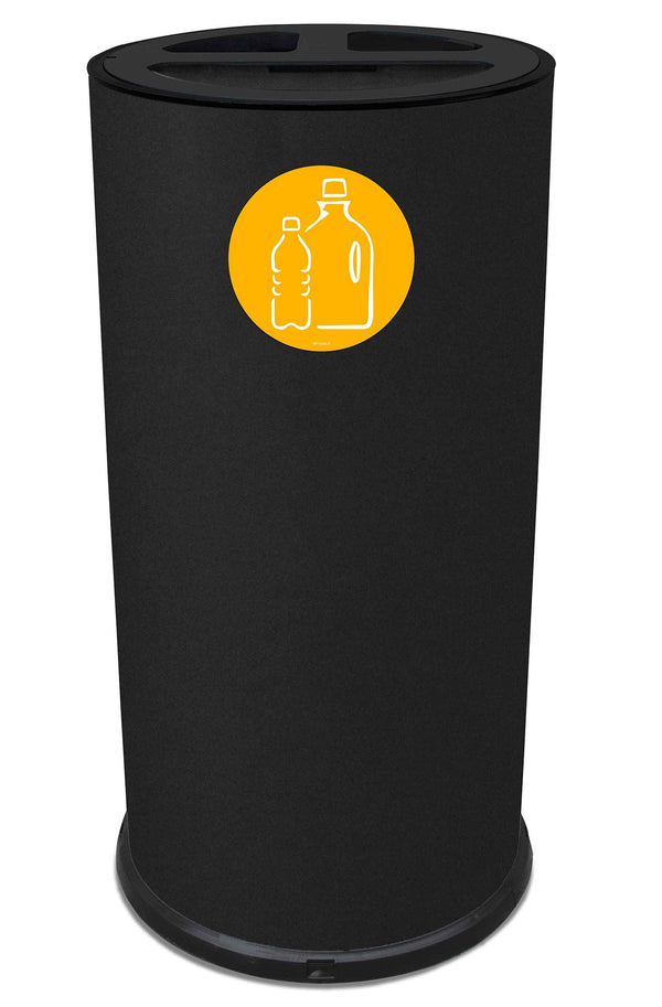 acquista Pattumiera Per Raccolta Differenziata Ø35xh72 cm In Acciaio Verniciato 3 Scomparti Nero