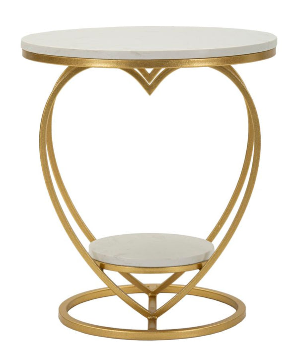 prezzo Tavolinetto Heart Oro Ø40x45,5 cm in Ferro e Marmo Oro e Bianco