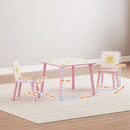 Set Tavolino e 2 Sedie per Bambini 3-8 Anni in MDF Fantasia con Animali Rosa      