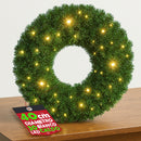 Corona Ghirlanda Natalizia Ø40 cm con 30 LED Bianco Caldo in PVC Verde      