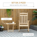 Set Sedia a Dondolo e Tavolino Pieghevole in Legno di Abete Naturale