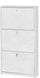 Meuble à Chaussures 3 Portes 63x117x18 cm Oxyde Blanc
