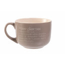 Tazza "sveglia e buongiorno" 11,5x8,5x6,8 cm in Gres VdE Tivoli 1996 Grigio e Bianco