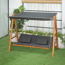 Dondolo Letto 3 Posti da Giardino 225,5x113x180 cm in Legno e Poliestere Grigio