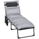 Lettino Prendisole da Giardino Pieghevole 58x189x32,5 cm con Cuscino e Tasca Laterale Grigio Chiaro   