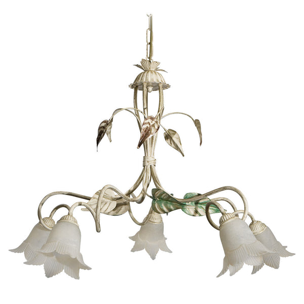 prezzo Lustre 5xE14 Verre Paille Vieilli E-Energy Arianna