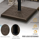 Base per Ombrellone Quadrata di 19kg 51x51x32 cm per Pali da Ø3, 2 cm Ø3,8 cm e Ø4,8 cm in Resina e Acciaio Marrone  