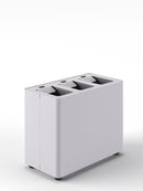Pattumiera a 3 Scomparti Totale 24 L 48,5x25,5x39 cm con Contenitori Interni in Acciaio Verniciato Bianco 