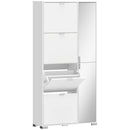 Scarpiera con Specchio 82x30x168 cm 4 Cassetti Ribalta e Armadietto 2 Ante in MDF Bianco      