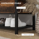Panca Scarpiera da Ingresso Industriale con Ripiano Nascosto 100x40x50 cm in Truciolato e Acciaio Marrone e Nero