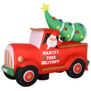 Babbo Natale con Camion e Albero Gonfiabile 215x102x180 cm con Luci a LED 