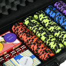 Set Poker con 500 Fiches 2 Mazzi di Carte 5 Dadi Pulsanti e Valigetta Protettiva in Alluminio Nero      