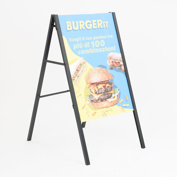 online Espositore Pubblicitario Bifacciale a Cavalletto Pieghevole 115x63,4x80 cm in Metallo Nero