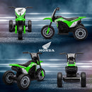 Moto Elettrica per Bambini 3 Ruote 6V con Licenza Honda CRF450RL Verde