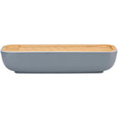 Portapane con Coperchio 40x12x8,5 cm per Baguette con Tagliere in Legno Bambù      