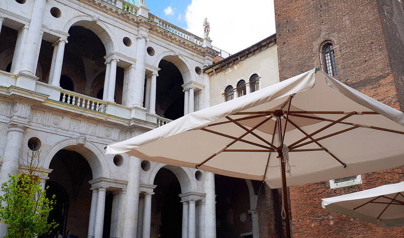 Ombrellone da Giardino 3x3 m Palo Ø60 mm in Legno Telo in Acrilico con Balza Danieli Bangkok Ecrù