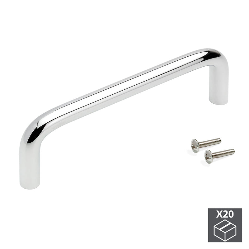 Maniglie per Mobile 8 mm Interasse 128 mm Acciaio Cromo 20 Pezzi Emuca