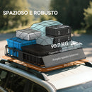Portapacchi per Auto da 90,7 kg con Deflettori e Guide Laterali 110,5x99,5x18,5 cm in Acciaio Nero 