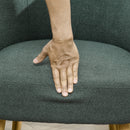 Poltrona Moderna a Botte Gambe in Legno in Tessuto Imbottito Verde Scuro   