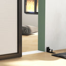 Kit Porta Scorrevole 90kg max Salvaspazio 244x0,5x4 cm in Acciaio al Carbonio con Accessori Nero