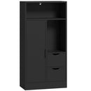 Mobile Bagno Slim 50x25x100 cm con Cassetti Ripiani Aperti e Armadietto in Truciolato Nero      