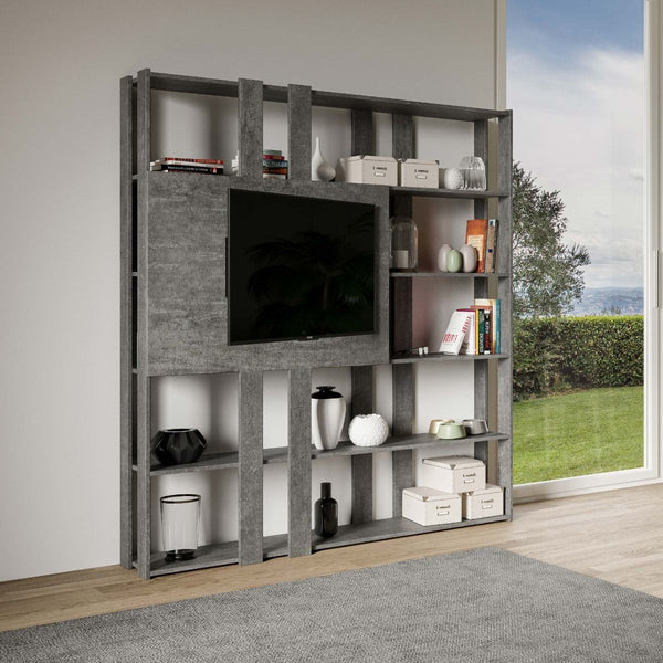 sconto Libreria Moderna 5 Ripiani con Pannello per TV 178x36x204 cm in nobilitato Grigio