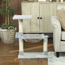 Albero Tiragraffi per Gatti Multilivello con Amaca e Pallina Appesa in Legno e Peluche 50x36x70cm Grigio Chiaro      
