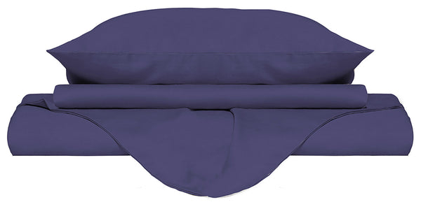 Housse de couette double avec sac et taies d'oreiller Couleur unie Violet sconto