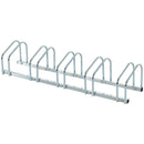 Rastrelliera Porta Biciclette 5 Posti 145×33×27 cm in Acciaio Argento