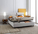 Letto Contenitore Matrimoniale in Similpelle Bianco con Alzata a Trapezio Noemi