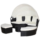 Set Salotto da Giardino in Rattan Divano Circolare con Tettuccio  Nero e Beige