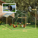 Recinto per Galline da 10 mq 300x340x190 cm per 10-15 Galline con Tetto Impermeabile in Acciaio e Tessuto Argento 