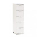 Cassettiera 5 Cassetti Bianca 27x38x103 h cm in Truciolare bilaminato Bianco