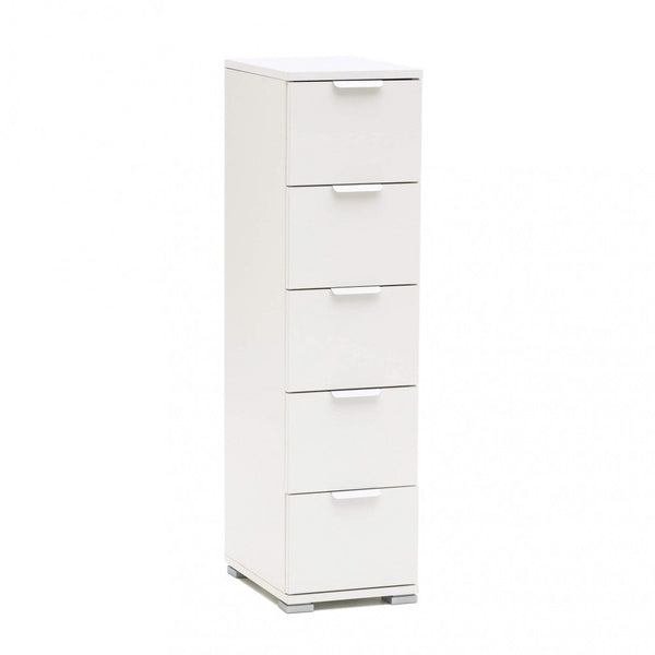 Commode Blanche 5 Tiroirs 27x38x103 h cm en Aggloméré Bilaminé Blanc prezzo