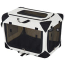 Trasportino per Cani e Gatti Pieghevole Crema nero 70x52x52 cm 