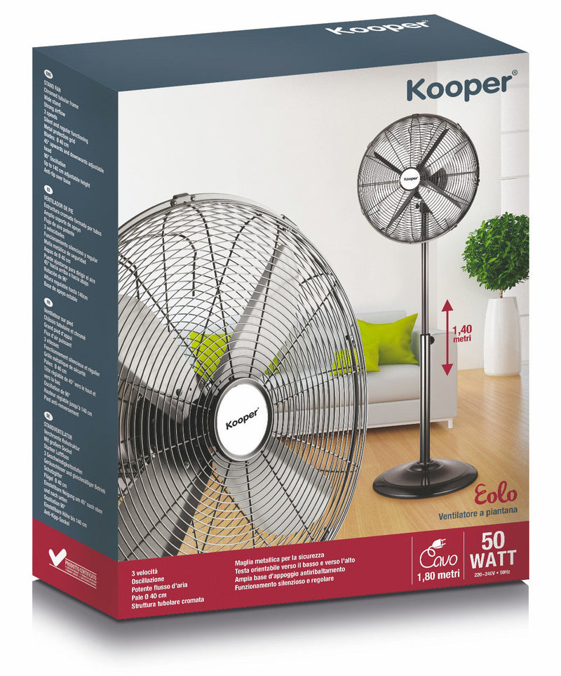 Ventilatore a Piantana 40cm Oscillante 3 Velocità  50W Kooper Eolo