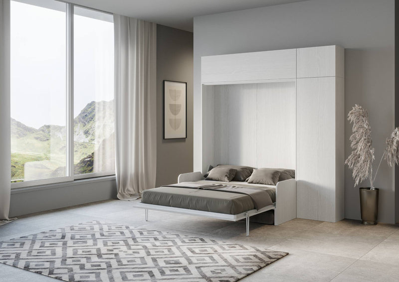 Letto Matrimoniale a Scomparsa Salvaspazio con Sofà Kentaro H250 cm Bianco