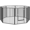 Box per Cani a 8 Pannelli Modulabili 164x164x100 cm da Interno ed Esterno con 9 Picchetti in Acciaio Nero      