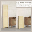 Paravento Separè 4 Pannelli da Interno 180x1,6x180 cm in Bambù di Rattan
