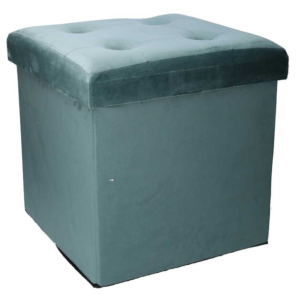 Pouf Contenitore Pieghevole 38x38xh38 cm in Velluto Verde Salvia online