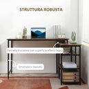 Scrivania Angolare in Stile Industriale 135x90x79 cm con Ripiani a Giorno Telaio in Acciaio Marrone e Nero 