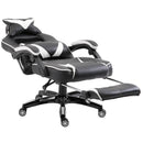 Sedia da Gaming con Rotelle in Similpelle Bianco e Nero 