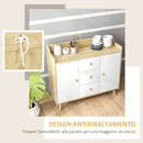 Mobile Credenza 3 Cassetti 90x32x80A cm in Truciolato e Legno di Pino Bianco