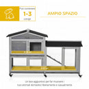 Conigliera da Esterno 157,4x53x99,5 cm a 2 Livelli con Casetta e Spazio Aperto Recintato in Legno Grigio 