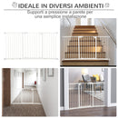 Cancelletto di Sicurezza per Animali Domestici 3 Estensioni Regolabile 74-148cm Chiusura Automatica Bianco